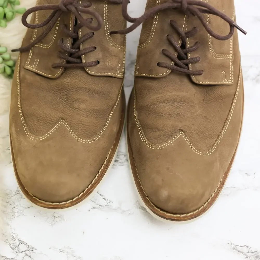 Cole Haan Tan Nubuck Leather Wingtip Oxford Dress Shoes Size 11.5 Men's